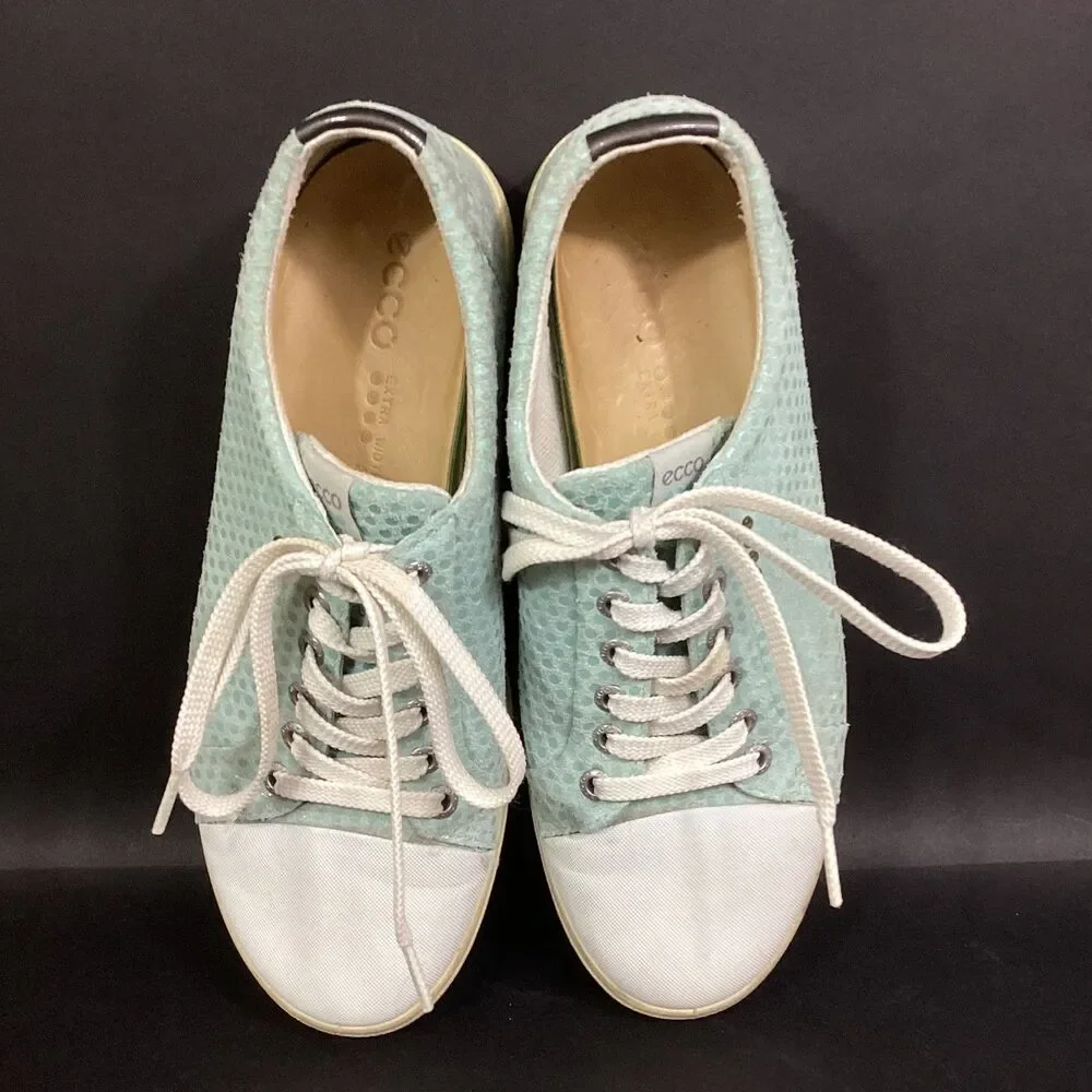 Ecco Spikeless Golf Shoes - Women's Sz 9.5 Extra Width- Sky Blue Spotted - E-DTS - Picture 4 of 10